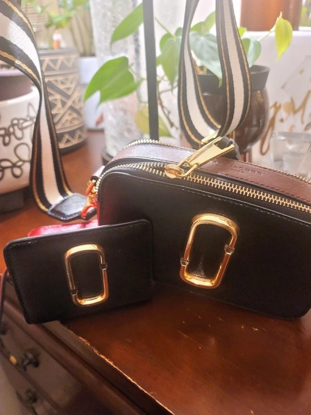 Marc Jacobs The Colorblocked Snapshot Camera Bag Black & Red
